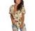 SAMPEEL Womens Summer Tops Floral Short Sleeve V Neck T Shirts Tee Printed Side Split Tunic