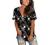 SAMPEEL Womens Summer Tops Floral Short Sleeve V Neck T Shirts Tee Printed Side Split Tunic