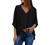 Dokotoo Womens 3 4 Bell Sleeve/Short Sleeve V Neck Chiffon Tops Casual Solid Tops and Blouses Loose Shirts S-XXL