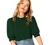 SheIn Women's Puff Sleeve Casual Solid Top Pullover Keyhole Back Blouse