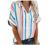 Women's Short Sleeve V-Neck Striped Collared Shirts Casual Blouses Pocket Button Down Shirts Loose Summer T-Shirt Tops