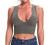 Venbond Women's Sexy Sleeveless Seamless Crop Top Deep Plunge V Neck Ribbed Tank Top with Removable Pads