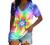 Women Summer Tshirts Dressy Colorful Butterflies Print Graphic Tee Shirts Loose V Neck Short Sleeve Tops Casual Tunic