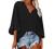 Women Summer Lace 3/4 Bell Sleeve Shirts V Neck Tops Casual Solid Elegant Blouses Summer Loose Beach Party T Shirts