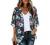 Women's Floral Print Puff Sleeve Kimono Cardigan Loose Cover Up Casual Blouse Tops