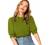 SheIn Women's Puff Sleeve Casual Solid Top Pullover Keyhole Back Blouse