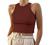 KAMISSY Women Basic Crew Neck Crop Tank Top Solid Rib-Knit Binding Crop Top