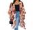 Women's Floral Print Puff Sleeve Kimono Cardigan Loose Cover Up Casual Blouse Tops