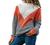 shermie Women Long Sleeve Crew Neck Pullovers Stitching Color Loose Knitted Sweaters