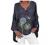 Summer Tops for Women Plus Size Cotton Linen 3/4 Sleeve Crew Neck T Shirts Boho Printing Loose Fit Casual Blouses Tops