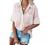 Astylish Womens V Neck Striped Roll up Sleeve Button Down Blouses Top