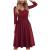 SHENYANGWA Fall Dresses for Women 2021,Casual V Neck Pockets Pleated Midi Dress Knee Length Wedding Guest Sundress