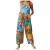 Hesxuno Jumpsuits for Women Casual Loose Plus Size Overalls Retro Print Wide Leg Buttons Jumpsuits Rompers with Pockets