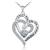 Distance Heart Necklace for Women 925 Sterling Sliver Birthstone Heart Jewelry I Love You to The Moon and Back Necklaces for Mother Girlfriend Wife with Jewelry Gift Box