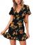 Relipop Summer Women Short Sleeve Print Dress V Neck Casual Short Dresses