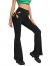 WDIRARA Women's Cut Out Wide Leg Flare Pants High Waist Stretch Self Tie Solid Long Pants