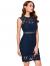 Verdusa Women's Sleeveless Scalloped Hem Fitted Floral Lace Bodycon Dress