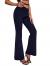 WDIRARA Women's Cut Out Wide Leg Flare Pants High Waist Stretch Self Tie Solid Long Pants