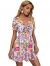 Floerns Women's Ditsy Floral Plunge Neck Knot Front A Line Short Dress