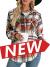 KIRUNDO Women's Flannel Plaid Shirts Jacket Shacket Coats Casual Boyfriend Button Down Shirts Long Sleeve Blouses Tops