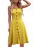 Berydress Women's Casual Beach Summer Dresses Solid Cotton Flattering A-Line Spaghetti Strap Button Down Midi Sundress