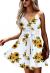 Angashion Women's Sexy V Neck Printed Spaghetti Strap Beach Romper Shorts Jumpsuit XS-3XL