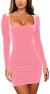 GOBLES Womens Sexy Velvet Long Sleeve Bodycon Elegant Mini Party Dress