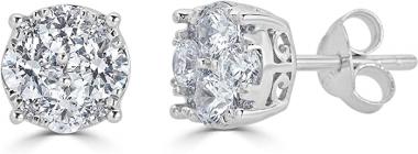 1/4Ct Women Round Diamond Stud Earrings Set In Sterling Silver