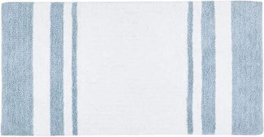 Madison Park Reversible Spa Rug 100%-Cotton Striped Ultra Soft Water Fast Bath Non-Slip Absorbent Quick Dry Mats for Tub, Shower Room, and Bathroom, 27"x45", Blue (MP72-6211)