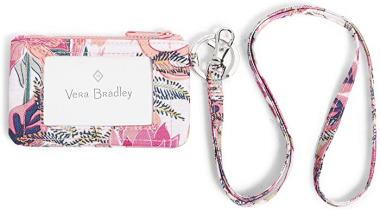 Vera Bradley Women's Recycled Lighten Up Reactive Zip Id Case and Lanyard Combo