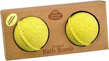 Fabulous Frannie Lemon Bergamot Natural, Handmade Bath Bomb Set, Rich in Essential Oil, Salt, Coconut Oil, Witch Hazel, Fizzies to Moisturize Skin 2 pk 2.5oz each