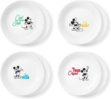 Corelle Disney Mickey Mouse-The True Original 8.5" Salad Lunch Plates, 8 Pack (Disney Mickey Mouse - The True Original)