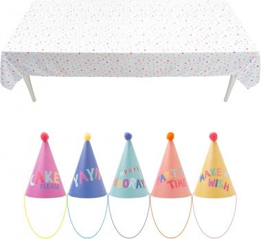 Cheerland Rainbow Party Hat and Tablecloth for Birthday Parties Baby Shower Classrooms Party Decoration and Supplies