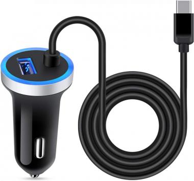 USB C Car Charger, 3.4A Fast Charging Car Adapter+3ft Type C Cable for Samsung Galaxy S22 S21 S20 S10 Note 20 A10E A20 A50 A51 A01 A71 A11, LG Stylo 6/5/4 G8 G7 V60 ThinQ Moto G8 G7 Google Pixel 4 3a