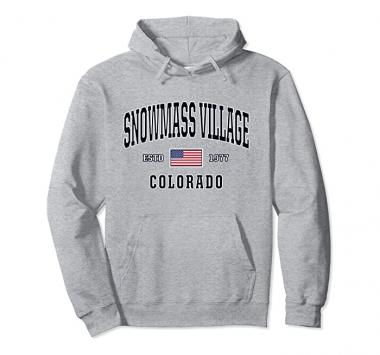 USA FLAG Stars & Stripes Snowmass Village Colorado Pullover Hoodie