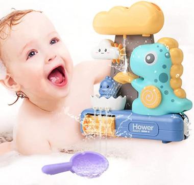 Little Bado Dinosuar Baby Bath Spray Water Bathtub Toy for Kids Toddlers Infant Babies 6 to 12 Months Boys Girls 1 2 3 4 Waterfall Fill Spin and Flow Bath Toy