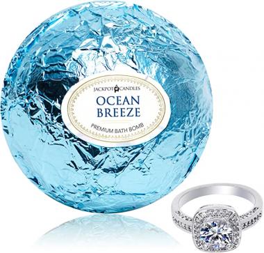 Bath Bomb with Size 8 Ring Inside Ocean Breeze Extra Large 10 oz. Made in USA