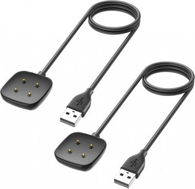 2 Pack Compatible with Fitbit Sense&Versa 3 Charger,Trami Replacement USB Charging Cable Cord Stand for Versa 3/Versa 4/Sense/Sense 2 Watch,3.3ft+3.3ft