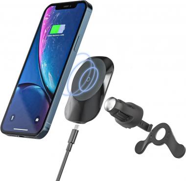 E EGOWAY Magnetic Wireless Car Charger Air Vent Mount 15W Qi Fast Charging Stand Automobile Phone Holder Compatible with iPhone 12/12 Mini/12 Pro/12 Pro MAX Samsung S10 S9 (Black)