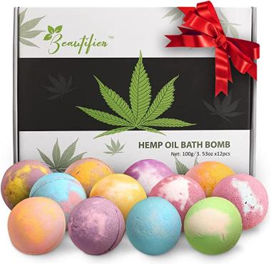 Beautifier Life Hemp Oil Bath Bombs Gift Set (Set of 12) Natural Refreshing Bubble Bath Kit with 6 Relaxing Scents Made from Pure Essential Oil for Bubble and Spa Bath – Ideal for All Family Members