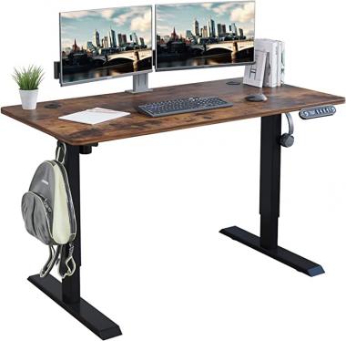 Electric Standing Desk 48 x 24 Inches, Radlove Height Adjustable Computer Desk Sit Stand Desk Home Office Desks with Splice Board and A Under Desk Cable Management Tray, Rustic Brown Top/Black Frame