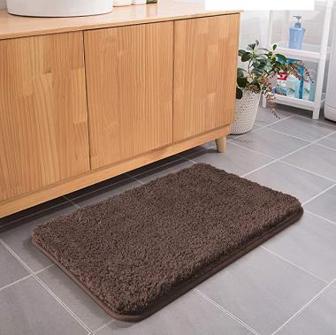 Bath Rug COSY HOMEER 40x24 Inch,Non-Slip Soft Thickness Shaggy Water Absorbent Bathroom Carpet,Machine Washable Rectangular Runner Area Rug Mats for Floor Kitchen(Brown)