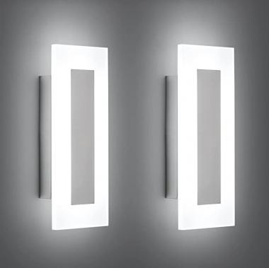 LMQNINE Modern LED Acrylic Wall Sconce White Light 6000K for Bedroom Corridor Stairs Bathroom Indoor Lighting Fixture Lamps Home Room Decor (2-Pack)