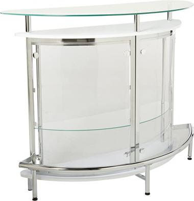 Coaster CO-101066 Bar Unit, 20 inchW x 50.75 inchL x 41 inchH, Chrome and Clear