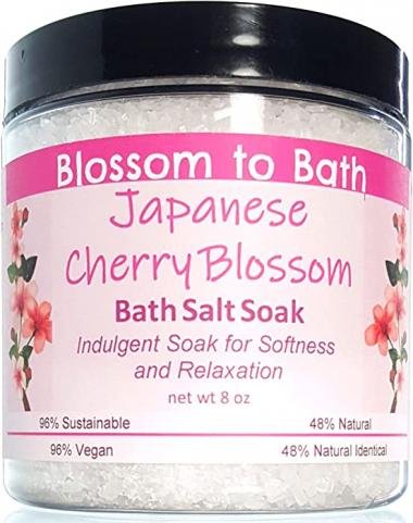 Japanese Cherry Blossom Bath Salt Soak (8 Ounce) - Phthalate Free Fragrance - is A Versatile Soaking Aid with a Musky Floral Scent