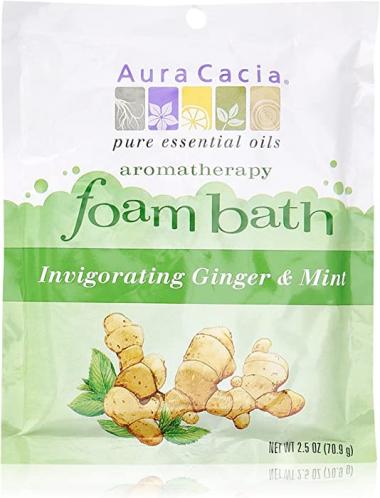 Aura Cacia Aromatherapy Foam Bath, Invigorating Ginger and Mint, 2.5 ounce packet (Pack of 3)