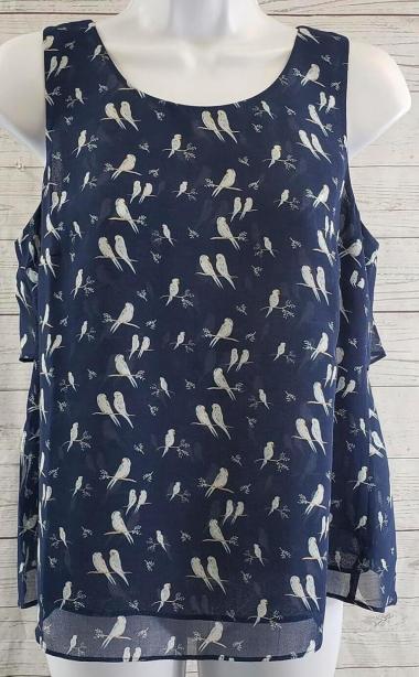 cabi Chirp Top Style #3447 Blue Parakeet Blouse