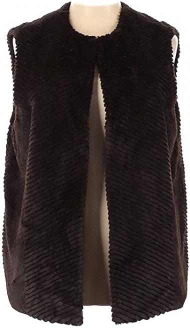 TALBOTS Women's Faux Fur Vest Brown