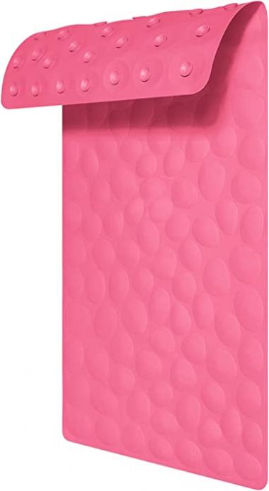 Bligli Bath Tub Shower Mat, 16x39 Inch Extra Long Non-Slip Bathtub Mats with Strong Suction Cups, Soft Rubber Anti-Slip Bathroom Floor Mat, Machine Washable, Comfort on Feet, 100% BPA Free (Rose Red )