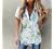 5665 Women Hawaii Button-Down Shirts, 3/4 Sleeves Casual Blouse High Low Side Slit V-Neck Beach Pockets T-Shirt Tunic Tops